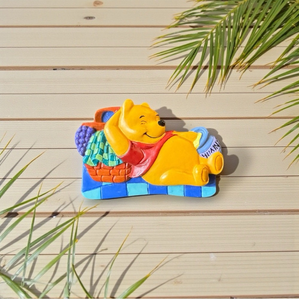 Disney Winnie the Pooh Picnic Magnet – 3D Fridge Magnet – Vintage – Approx 2.5”